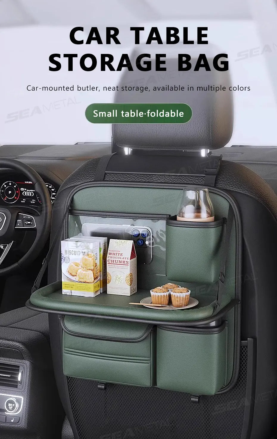🚗 SEAMETAL Car Backseat Organizer with Tray