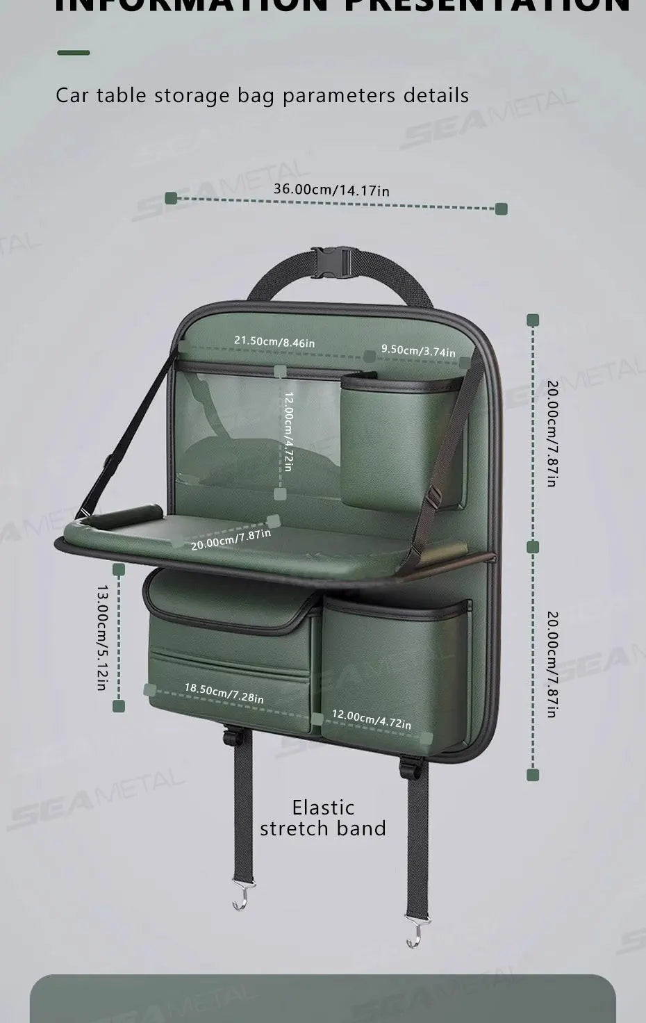 🚗 SEAMETAL Car Backseat Organizer with Tray