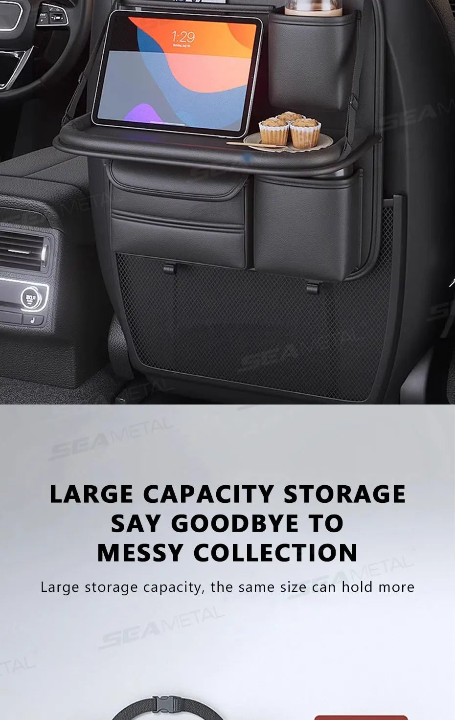 🚗 SEAMETAL Car Backseat Organizer with Tray