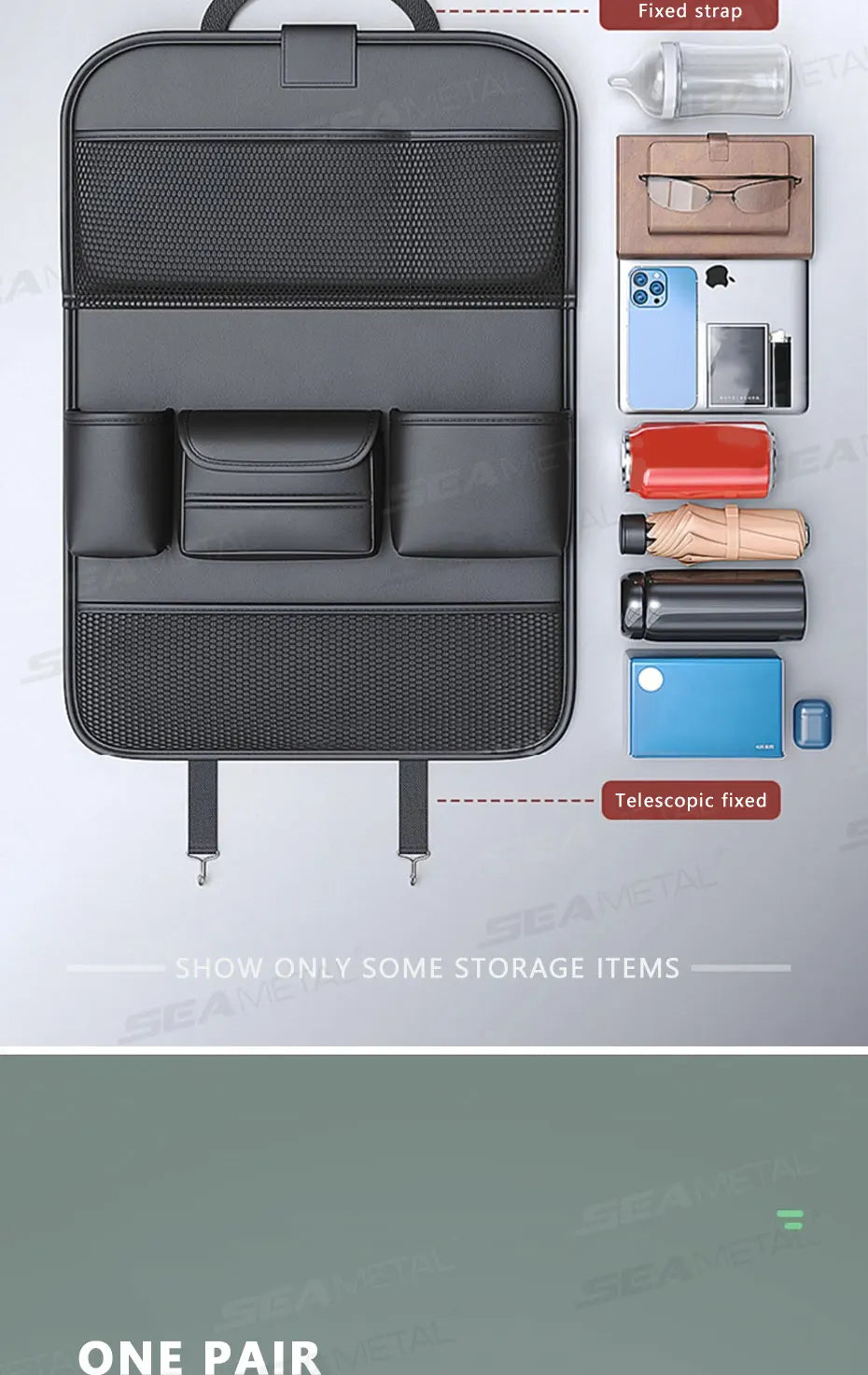 🚗 SEAMETAL Car Backseat Organizer with Tray
