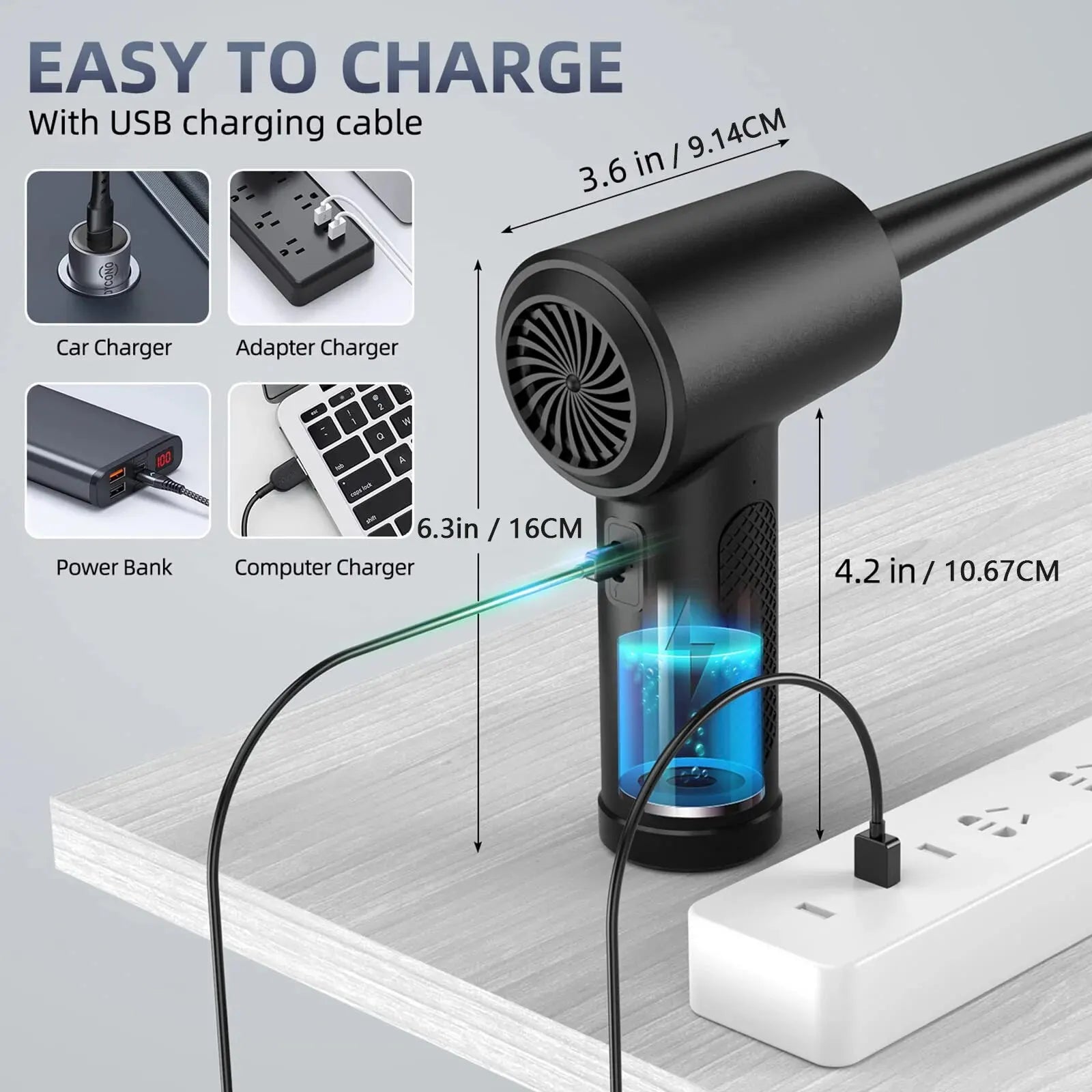 💨 Electric Compressed Air Duster – Cordless & Rechargeable