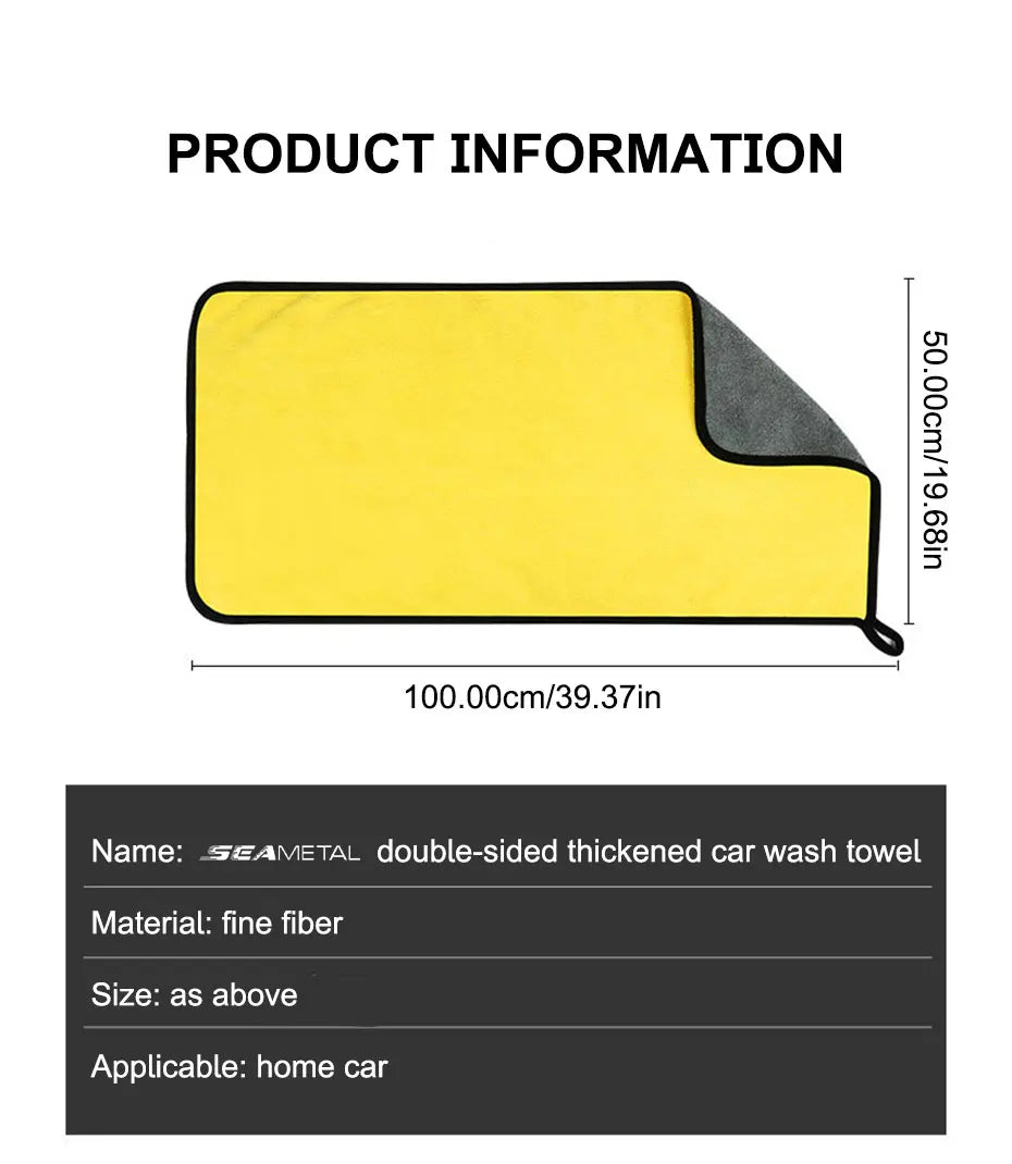 🚗 SEAMETAL Microfiber Car Wash Towel – Ultra Soft 400GSM