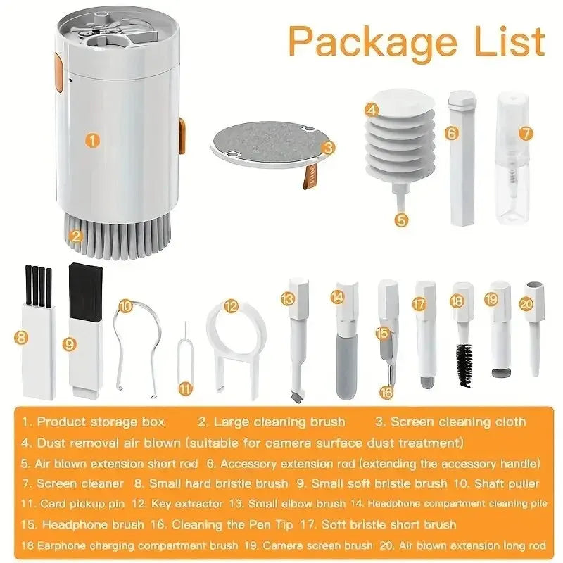 🧹 20-in-1 Tech Cleaning Kit – Camera, Phone, Laptop, Earbuds