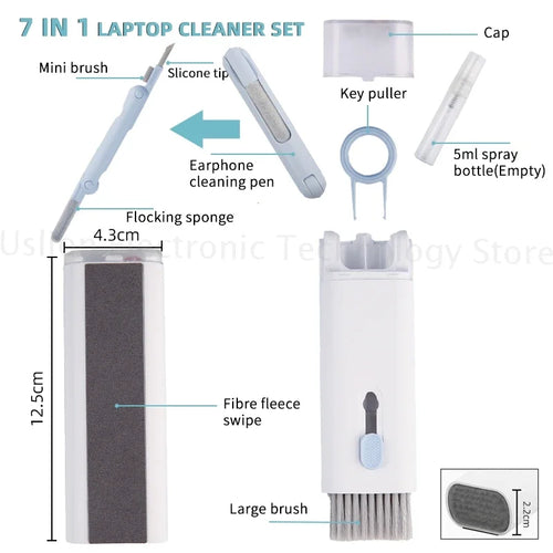 7-in-1 Keyboard & Gadget Cleaning Kit – Brush, Pen, Keycap Puller & Tools
