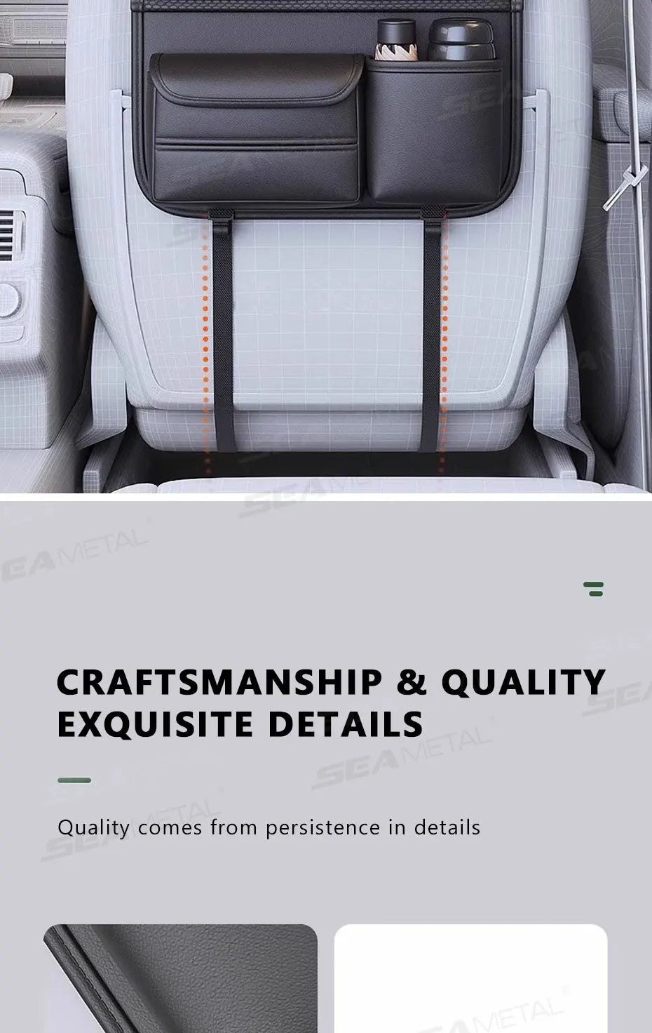 🚗 SEAMETAL Car Backseat Organizer with Tray