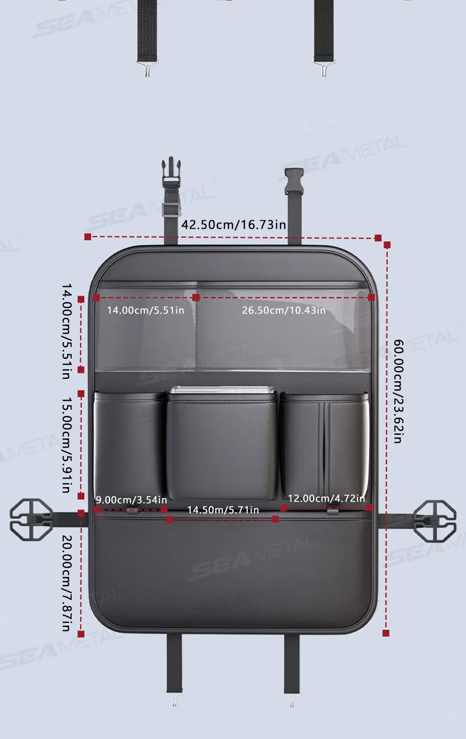 🚗 SEAMETAL Car Backseat Organizer with Tray