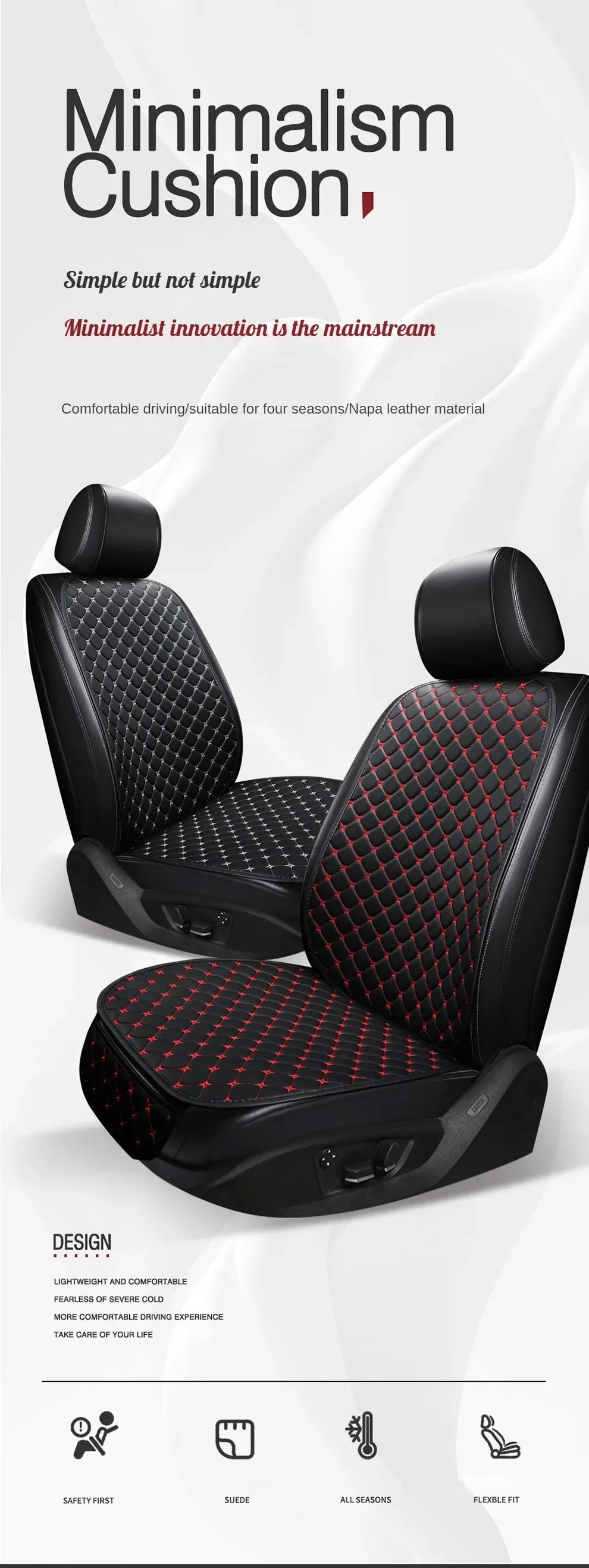 🚗 Kcimo Universal PU Leather Car Seat Cushion